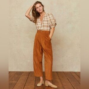 Christy Dawn Allison Trouser in Cognac Corduroy, 4